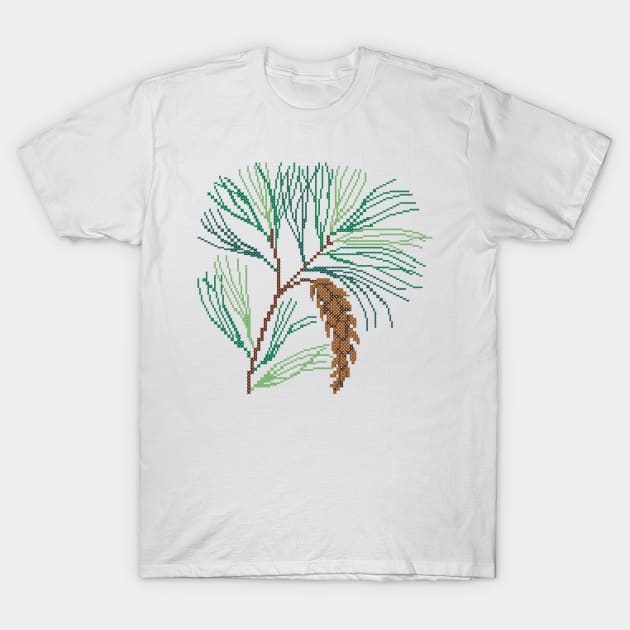 Maine State Flower Pine Cone And Tassel T-Shirt by inotyler